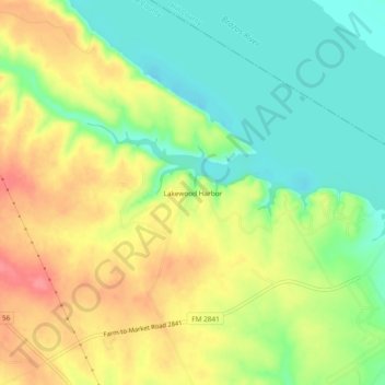 Mapa topográfico Lakewood Harbor, altitud, relieve