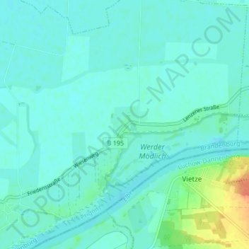 Mapa topográfico Mödlich, altitud, relieve