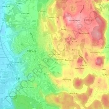Mapa topográfico Frohe Aussicht, altitud, relieve