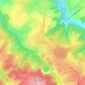 Mapa topográfico Bierre en Morvan, altitud, relieve