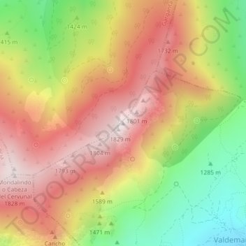 Mapa topográfico Regajo, altitud, relieve
