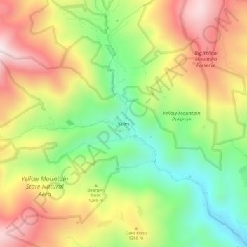 Mapa topográfico Valley, altitud, relieve