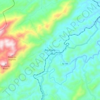 Mapa topográfico Rio Claro, altitud, relieve