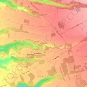 Mapa topográfico Les Fabres, altitud, relieve