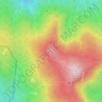 Mapa topográfico Kleiner Rachel, altitud, relieve
