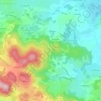Mapa topográfico La Size, altitud, relieve