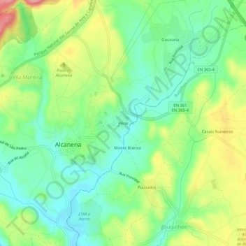 Mapa topográfico Peral, altitud, relieve