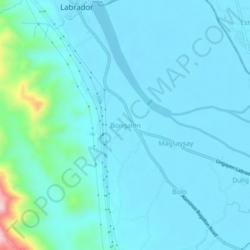 Mapa topográfico Bongalon, altitud, relieve