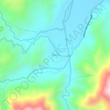 Mapa topográfico Diteki, altitud, relieve
