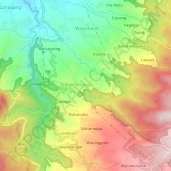 Mapa topográfico Mekarmukti, altitud, relieve