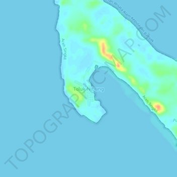 Mapa topográfico Teluk Nibung, altitud, relieve