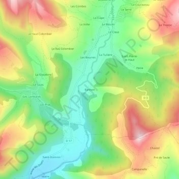 Mapa topográfico Bannon, altitud, relieve