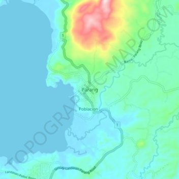 Mapa topográfico Parang, altitud, relieve