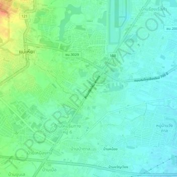 Mapa topográfico Ban Sanpranon, altitud, relieve