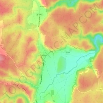Mapa topográfico Beth, altitud, relieve