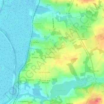 Mapa topográfico Ceselas, altitud, relieve