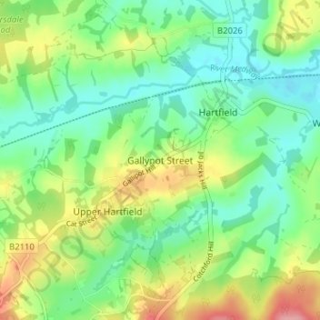 Mapa topográfico Gallypot Street, altitud, relieve