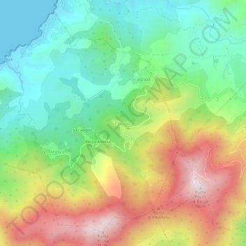 Mapa topográfico Poggio, altitud, relieve