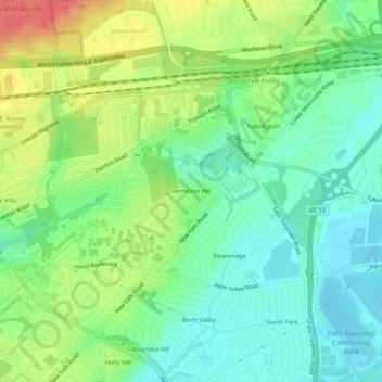 Mapa topográfico Vermilion Hill, altitud, relieve