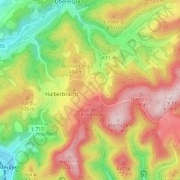 Mapa topográfico Weißenstein, altitud, relieve