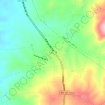 Mapa topográfico Rafael, altitud, relieve