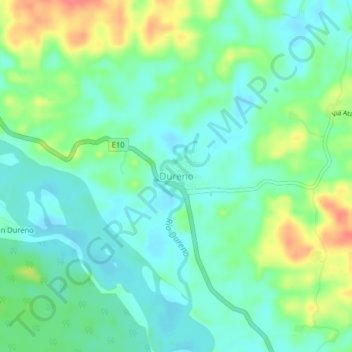 Mapa topográfico Dureno, altitud, relieve