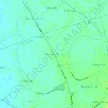 Mapa topográfico Nalsian Norte, altitud, relieve