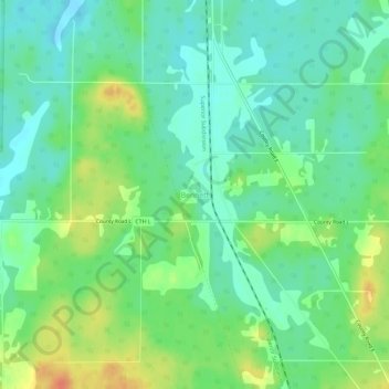 Mapa topográfico Bennett, altitud, relieve