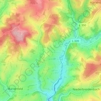 Mapa topográfico Ophausen, altitud, relieve