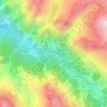 Mapa topográfico Fionnay, altitud, relieve