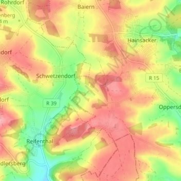 Mapa topográfico Altenried, altitud, relieve