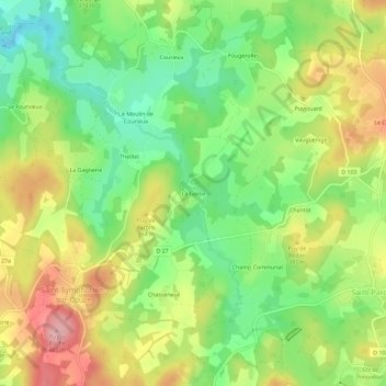 Mapa topográfico La Gorce, altitud, relieve