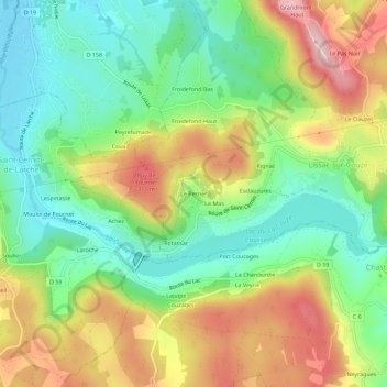 Mapa topográfico Le Perrier, altitud, relieve