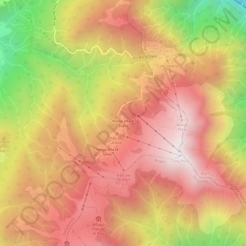 Mapa topográfico Malga Alta di Sopra, altitud, relieve