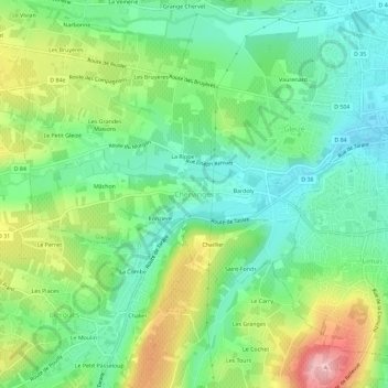Mapa topográfico Chervinges, altitud, relieve