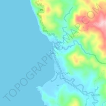 Mapa topográfico Tubli, altitud, relieve