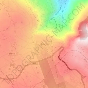 Mapa topográfico Racchi, altitud, relieve