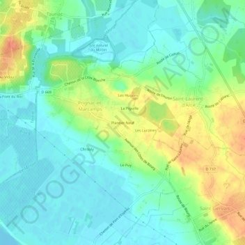 Mapa topográfico Plantier Neuf, altitud, relieve
