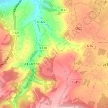 Mapa topográfico La Croix Luce, altitud, relieve