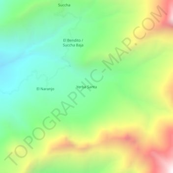 Mapa topográfico Yerba Santa, altitud, relieve