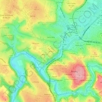 Mapa topográfico Salabru, altitud, relieve