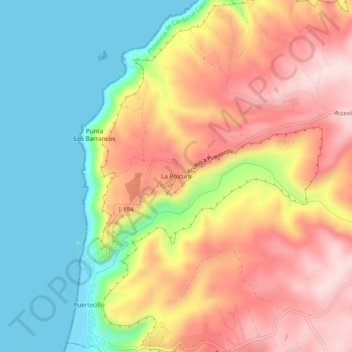 Mapa topográfico La Polcura, altitud, relieve