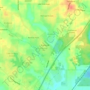 Mapa topográfico Brookleigh, altitud, relieve