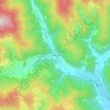 Mapa topográfico Großveitsch, altitud, relieve