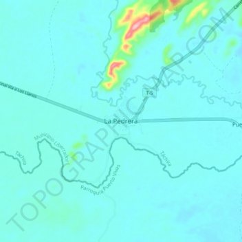 Mapa topográfico La Pedrera, altitud, relieve