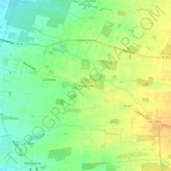 Mapa topográfico San Ignacio, altitud, relieve
