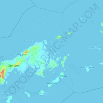 Mapa topográfico Tonkain Islands, altitud, relieve