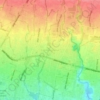 Mapa topográfico Condong Catur, altitud, relieve