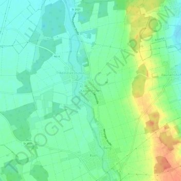 Mapa topográfico Kadeltshofen, altitud, relieve