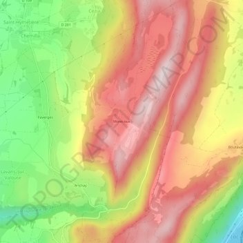 Mapa topográfico Montcoux, altitud, relieve